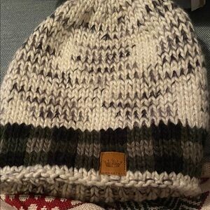 Panache Knit Beanie -Green and Black and off white